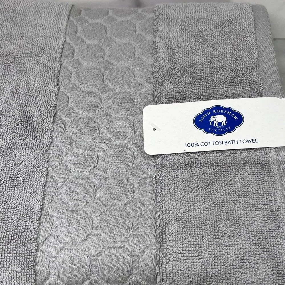 John Robshaw 3 Gray Bath Towels Set